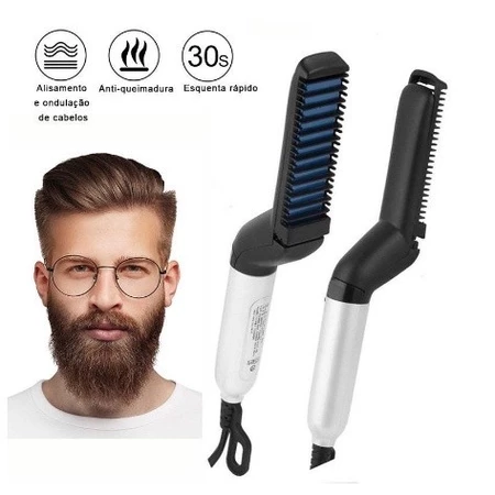 Pente Alisador Modelador 3 em 1 para Cabelo e Barba